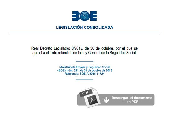 Ley General de la Seguridad Social (LGSS). Texto refundido